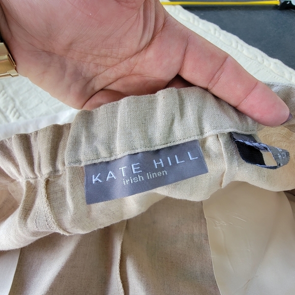 Kate Hill 100% Linen High Waist Trousers Oatmeal size 10 - Picture 4 of 10